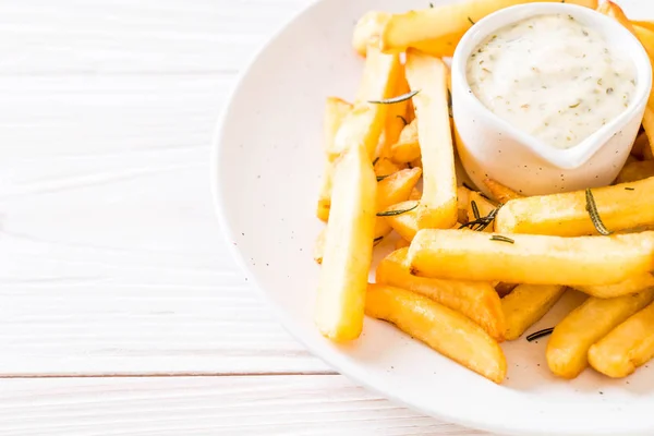 French Fries Sauce Unhealthy Food — Stock Photo, Image