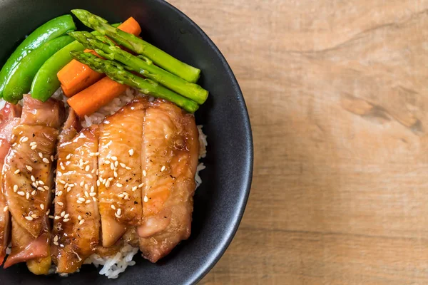 Teriyaki Chicken Reis Schüssel Asiatische Küche Stil — Stockfoto