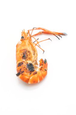 Beyaz arka plan üzerinde izole ızgara karides