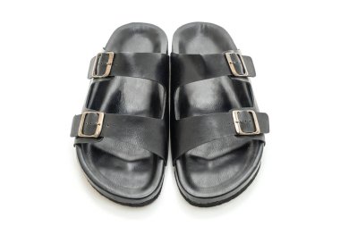 Erkekler beyaz arka plan üzerinde izole sandalet deri