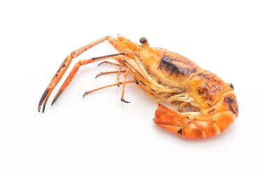 Beyaz arka plan üzerinde izole ızgara karides