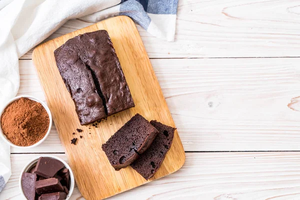 Chocolate Brownie Cake Wood Background — Stock Photo, Image