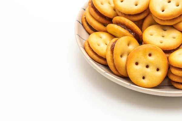 Кокосове Печиво Ананасовим Варенням Ізольоване Білому Тлі — стокове фото