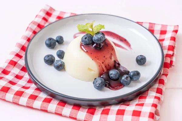 Pudding Yaourt Aux Myrtilles Fraîches Aliments Sains Dessert — Photo