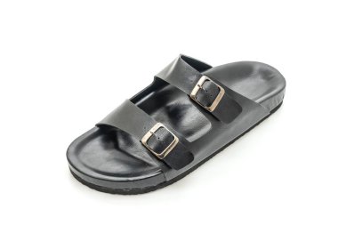 Erkekler beyaz arka plan üzerinde izole sandalet deri