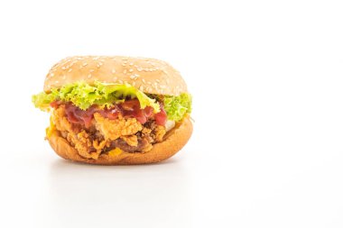 Beyaz arka plan üzerinde - sağlıksız yiyecek stil izole kızarmış tavuk burger