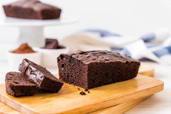 Pastel Chocolate Brownie Sobre Fondo Madera —  Fotos de Stock