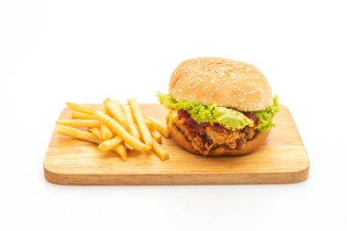 Beyaz arka plan üzerinde - sağlıksız yiyecek stil izole kızarmış tavuk burger