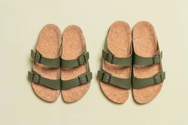 Mannen Vrouwen Unisex Mode Lederen Sandalen — Stockfoto