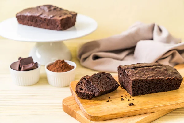 Gâteau Brownie Chocolat Sur Fond Bois — Photo