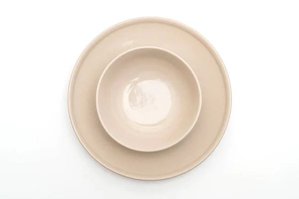 Empty Plate Bowl Isolated White Background — Stock Photo, Image