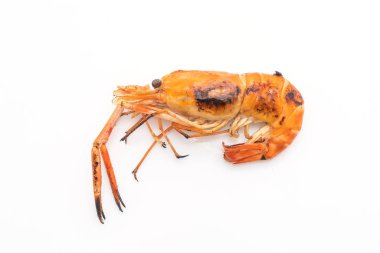 Beyaz arka plan üzerinde izole ızgara karides