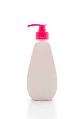 Jel, köpük veya sıvı sabun dispenseri pompa plastik beyaz arka plan üzerinde izole şişe