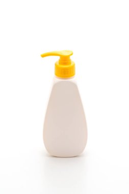 Jel, köpük veya sıvı sabun dispenseri pompa plastik beyaz arka plan üzerinde izole şişe