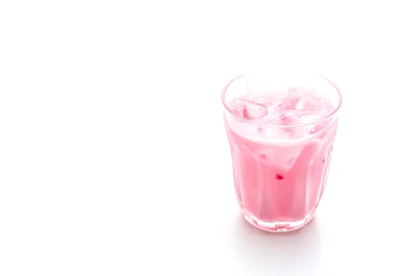 Milkshake Morango Rosa Isolado Fundo Branco — Fotografia de Stock