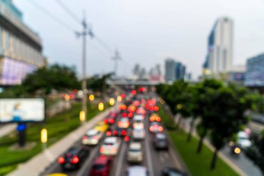 Soyut bulanıklık ve trafik sıkışıklığı arka plan için şehirde defocused