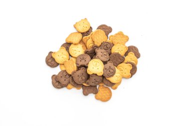 Beyaz arka plan üzerinde izole ayı bisküvi kraker