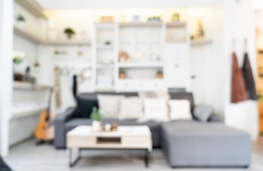 Soyut bulanıklık ve ufuk oturma odası iç dekorasyon arka planı için