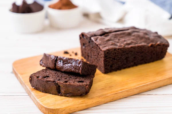 Chocolate Brownie Cake Wood Background — Stock Photo, Image