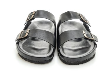 Erkekler beyaz arka plan üzerinde izole sandalet deri