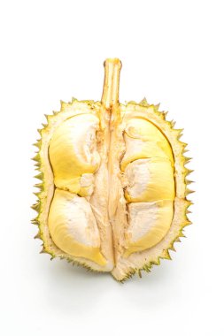 Beyaz arkaplanda izole edilmiş taze Durian meyvesi