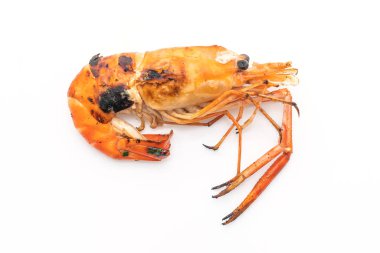 Beyaz arka plan üzerinde izole ızgara karides