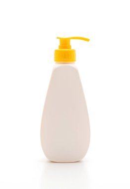 Jel, köpük veya sıvı sabun dispenseri pompa plastik beyaz arka plan üzerinde izole şişe