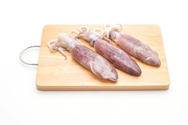 taze ahtapot veya mürekkep çiğ beyaz arka plan üzerinde izole