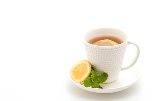 Горячий Лимонный Чай Белом Фоне — стоковое фото