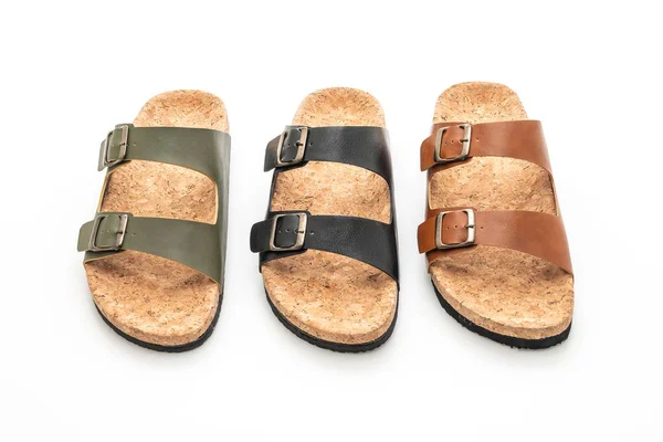 Sandalias Cuero Manera Los Hombres Las Mujeres Unisex Aisladas Fondo —  Fotos de Stock