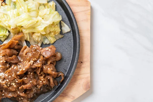 sıcak plaka - Asya tarzı domuz biftek dilimlenmiş