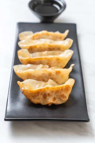 Gyoza Japonais Boulettes Collation Sauce Soja — Photo