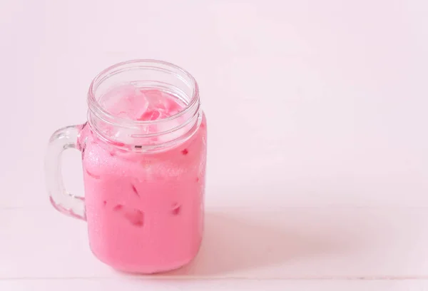 Roze Aardbei Milkshake Hout — Stockfoto