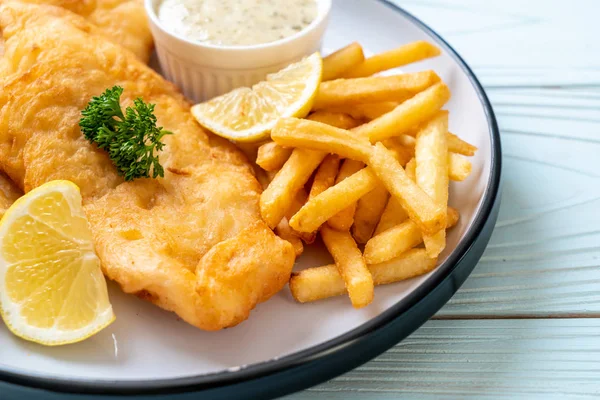 Fish Chips French Fries Unhealthy Food — Stock Photo, Image