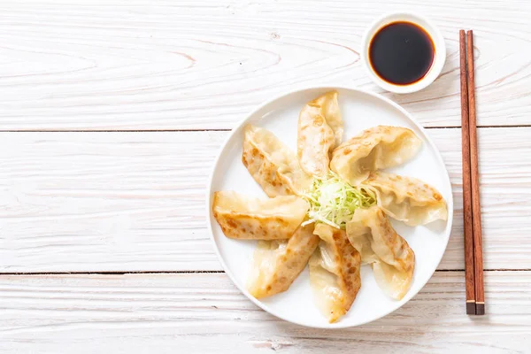 Japanse Gyoza Knoedels Snack Met Sojasaus — Stockfoto