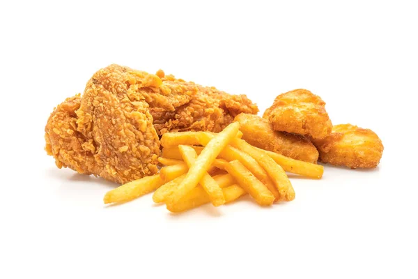 Fried Chicken French Fries Nuggets Meal Junk Food Unhealthy Food Stock Image