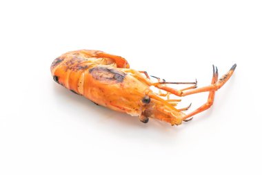 Beyaz arka plan üzerinde izole ızgara karides