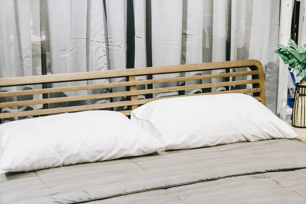 Mooi Comfortabel Kussen Decoratie Bed Vintage Effect Filter — Stockfoto