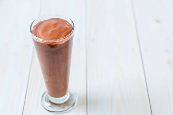 Koktajl Czekoladowy Smoothies Tle Drewna — Zdjęcie stockowe