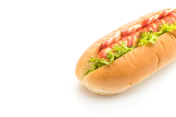 Hot Dog Salsiccia Con Ketchup Isolato Sfondo Bianco — Foto Stock