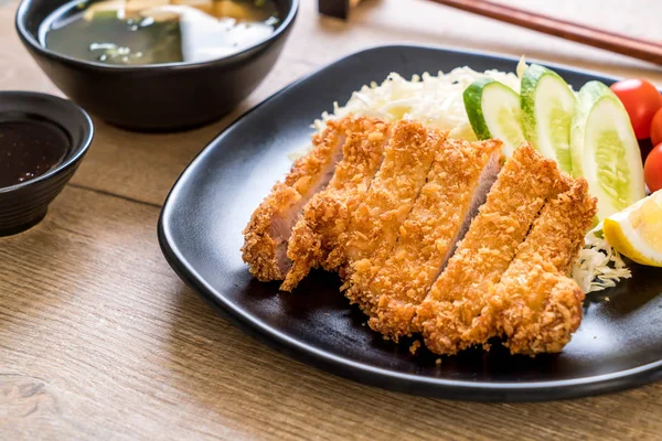 Japanisches Frittiertes Schweineschnitzel Tonkatsu Set Japanische Küche — Stockfoto