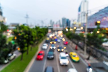 Soyut bulanıklık ve trafik sıkışıklığı arka plan için şehirde defocused