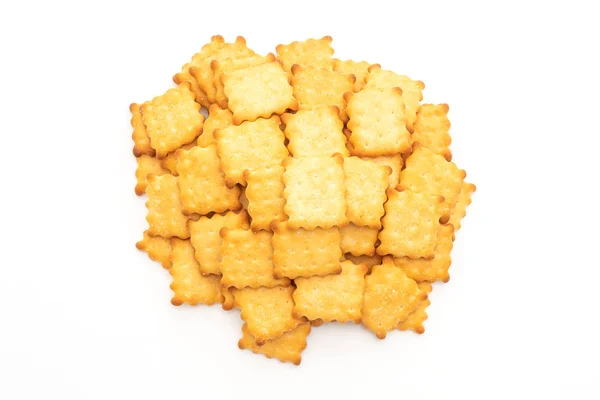 Biscuit Cracker Met Suiker Geïsoleerd Witte Achtergrond — Stockfoto