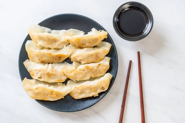 Japansk Gyoza Eller Dumplings Mellanmål Med Sojasås — Stockfoto