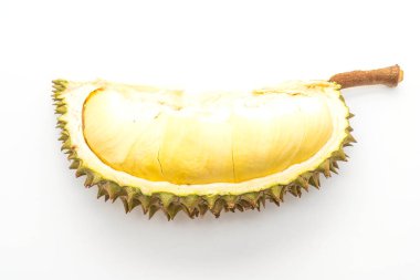 Beyaz arkaplanda izole edilmiş taze Durian meyvesi
