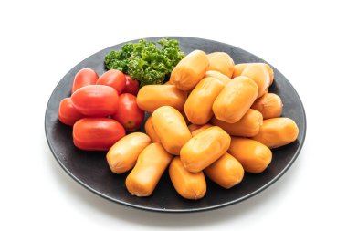 domuz eti kokteyl sosisi beyaz arka plan üzerinde izole