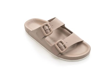 Kadınlar beyaz arka plan üzerinde izole sandalet deri