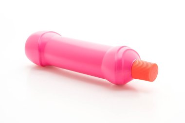 Banyo beyaz arka plan üzerinde izole sıvı şişe Temizleme