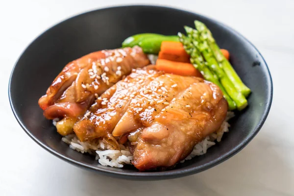 Teriyaki Pollo Arroz Bowl Comida Asiática Estilo — Foto de Stock