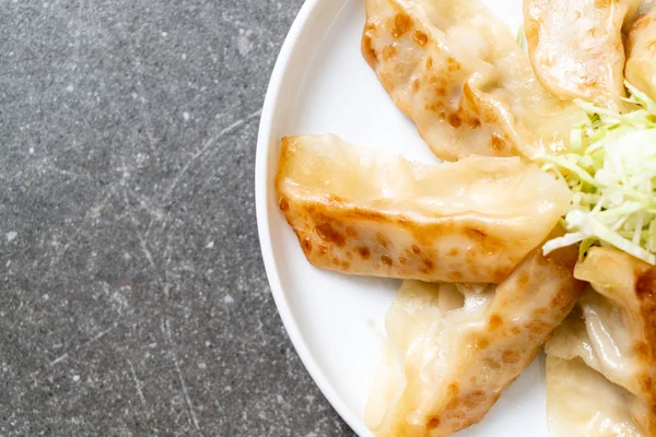 Aperitivo Japonés Gyoza Dumplings Con Salsa Soja —  Fotos de Stock